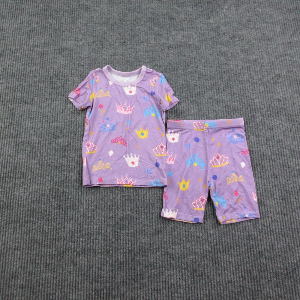 Pure Born Pajama Set Girls 2T Purple Princess Crown Graphic Jersey Summer